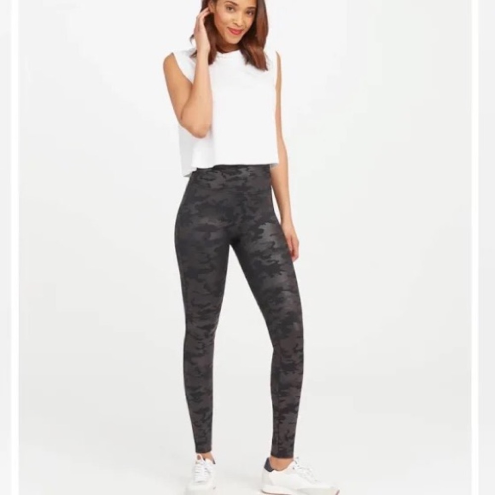 Spanx Camoflauge Faux Leather Leggings